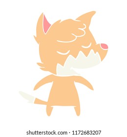 friendly flat color style cartoon fox