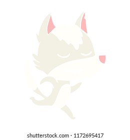 friendly flat color style cartoon wolf