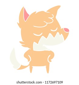 friendly flat color style cartoon fox
