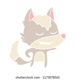friendly flat color style cartoon wolf