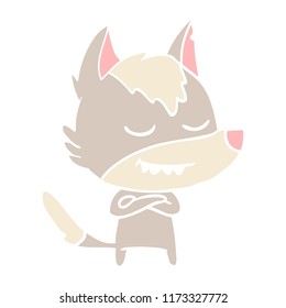 simpático estilo de color plano dibujos animados lobo