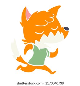 friendly flat color style cartoon fox running