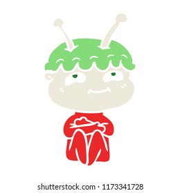 friendly flat color style cartoon spaceman