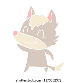simpático estilo de color plano dibujos animados lobo