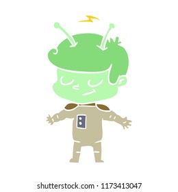 friendly flat color style cartoon spaceman