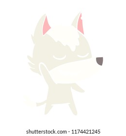 friendly flat color style cartoon wolf