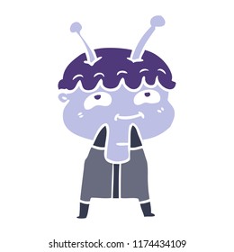 friendly flat color style cartoon spaceman