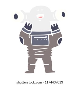 friendly flat color style cartoon alien