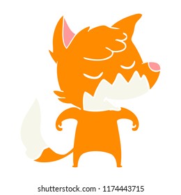 friendly flat color style cartoon fox