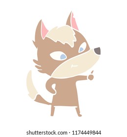 simpático estilo de color plano dibujos animados lobo