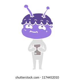friendly flat color style cartoon spaceman