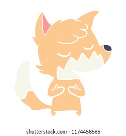 friendly flat color style cartoon fox