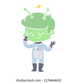 friendly flat color style cartoon spaceman