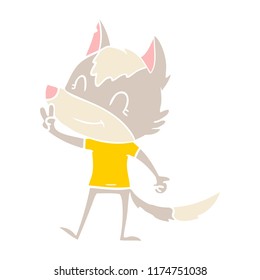 friendly flat color style cartoon wolf