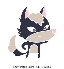 simpático estilo de color plano dibujos animados lobo