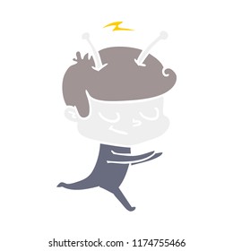 friendly flat color style cartoon spaceman running