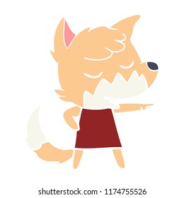 friendly flat color style cartoon fox girl