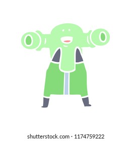 friendly flat color style cartoon alien
