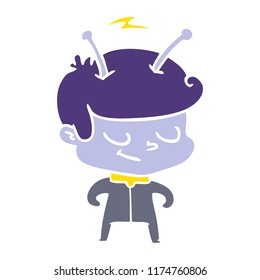 friendly flat color style cartoon spaceman