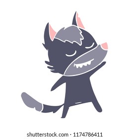 simpático estilo de color plano dibujos animados lobo