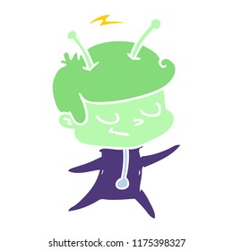 friendly flat color style cartoon spaceman dancing