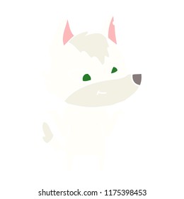 friendly flat color style cartoon wolf