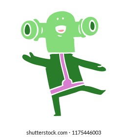 friendly flat color style cartoon alien