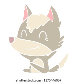 simpático estilo de color plano dibujos animados lobo