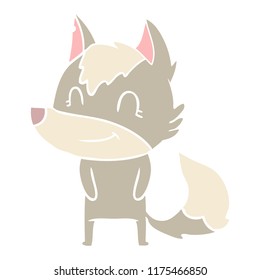 simpático estilo de color plano dibujos animados lobo