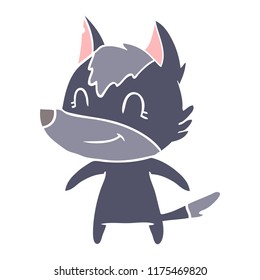 simpático estilo de color plano dibujos animados lobo