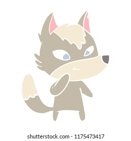 simpático estilo de color plano dibujos animados lobo