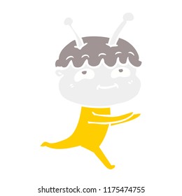 friendly flat color style cartoon spaceman running