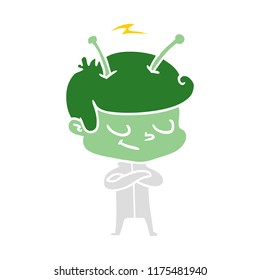 friendly flat color style cartoon spaceman
