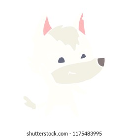 friendly flat color style cartoon wolf