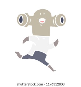 friendly flat color style cartoon alien running