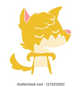 friendly flat color style cartoon fox