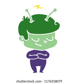 friendly flat color style cartoon spaceman