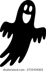 Friendly flying ghost silhouette character for halloween