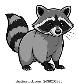 Friendly Forest Animal Raccoon Clipart Isolated on White Background