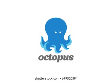 Friendly funny Octopus Logo design vector template.