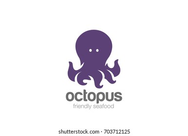 Friendly funny Octopus Logo design vector template.
