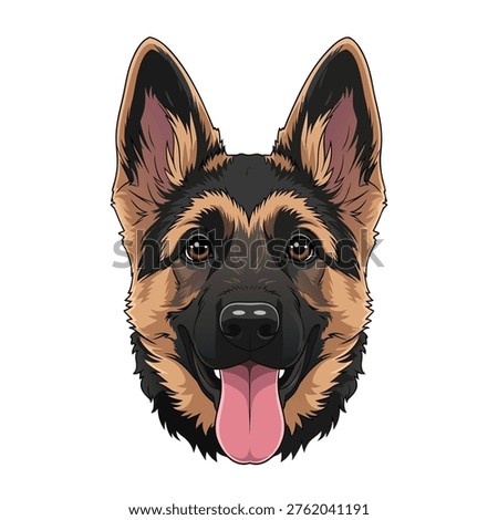 Friendly German shepherd dog with its tongue hanging out displays a happy expression.