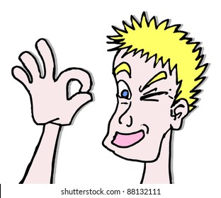 Friendly gesture by character