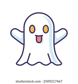 Friendly ghost cartoon character. Playful spirit with a welcoming smile, this cartoon ghost conveys a fun and friendly vibe.  A perfect visual for expressing joy and cheer in a whimsical way.