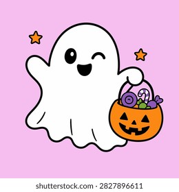 Friendly ghost character winks