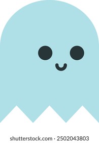 Friendly ghost illustration with playful facial expression and floating design.