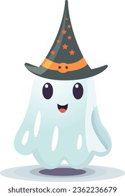 Freundlicher Geist in Hexenhut - Halloween-Vektorgrafik