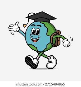 Friendly globe mascot character illustrated in a colorful cartoon style. This illustration is suitable for educational books, geography learning materials, school projects, e-learning content, academic presentations, posters, and creative education design.