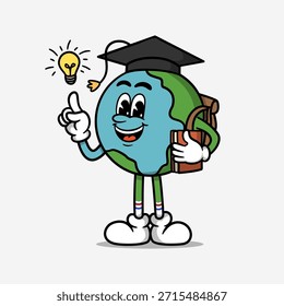Friendly globe mascot character illustrated in a colorful cartoon style. This illustration is suitable for educational books, geography learning materials, school projects, e-learning content, academic presentations, posters, and creative education design.