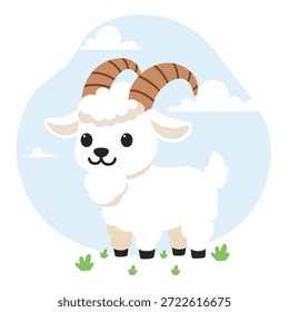 Freundliche Ziege Charakter Illustration in sauberen und modernen flachen Vektorstil
